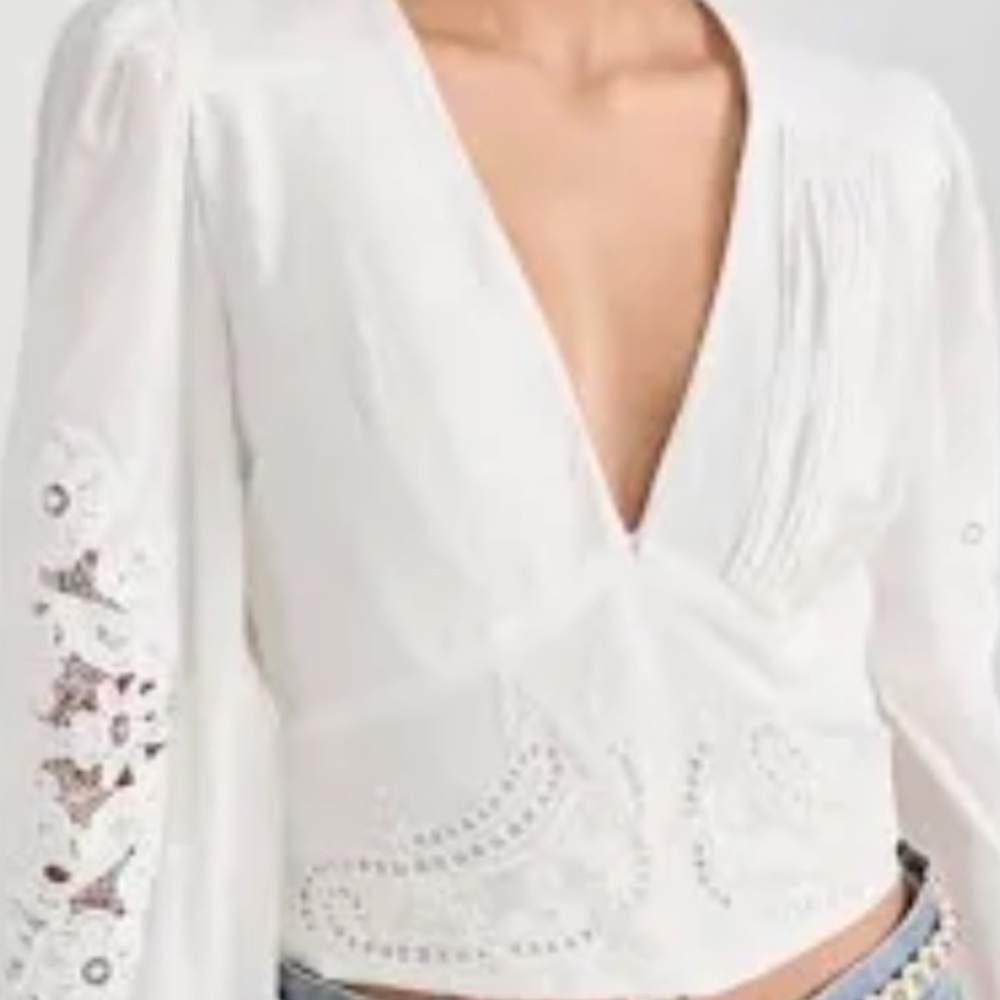 FARM Rio White Lace Detail Blouse